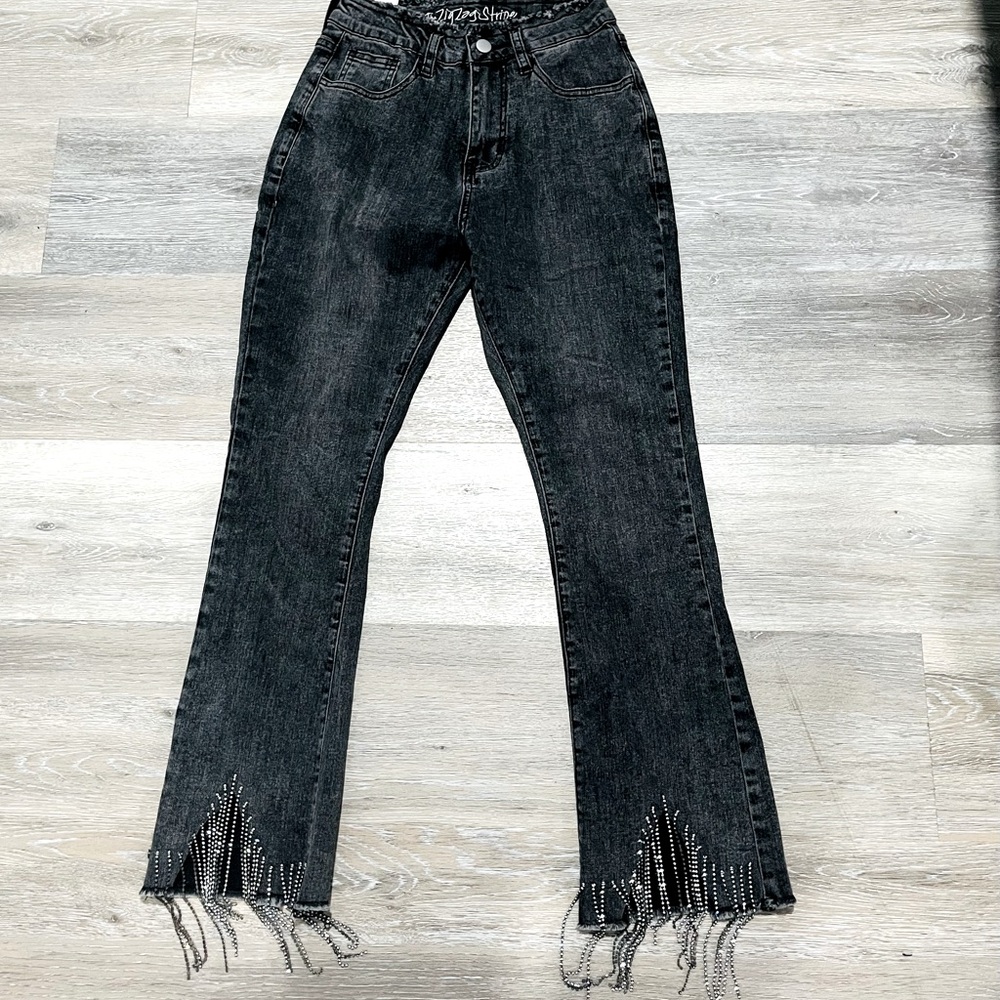 The Zigzag Stripe Sparkly Denim Jeans